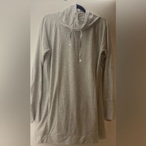 Grey tunic long sweatshirt with hoodie